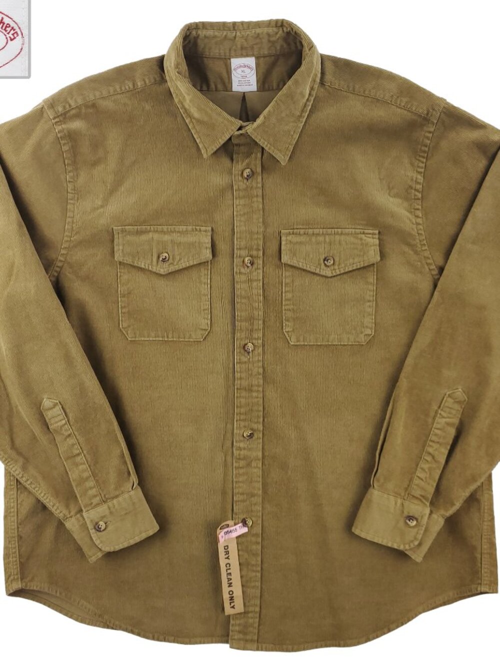 Brooks Brothers 1818 Corduroy Shirt Button Up Stretchy Men's XL Dry Cleaned